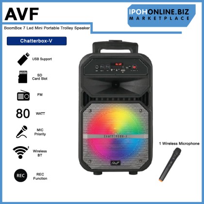 AVF BoomBox Chatterbox-V 7 Led Mini Portable Trolley Speaker - Free Wireless Microphone